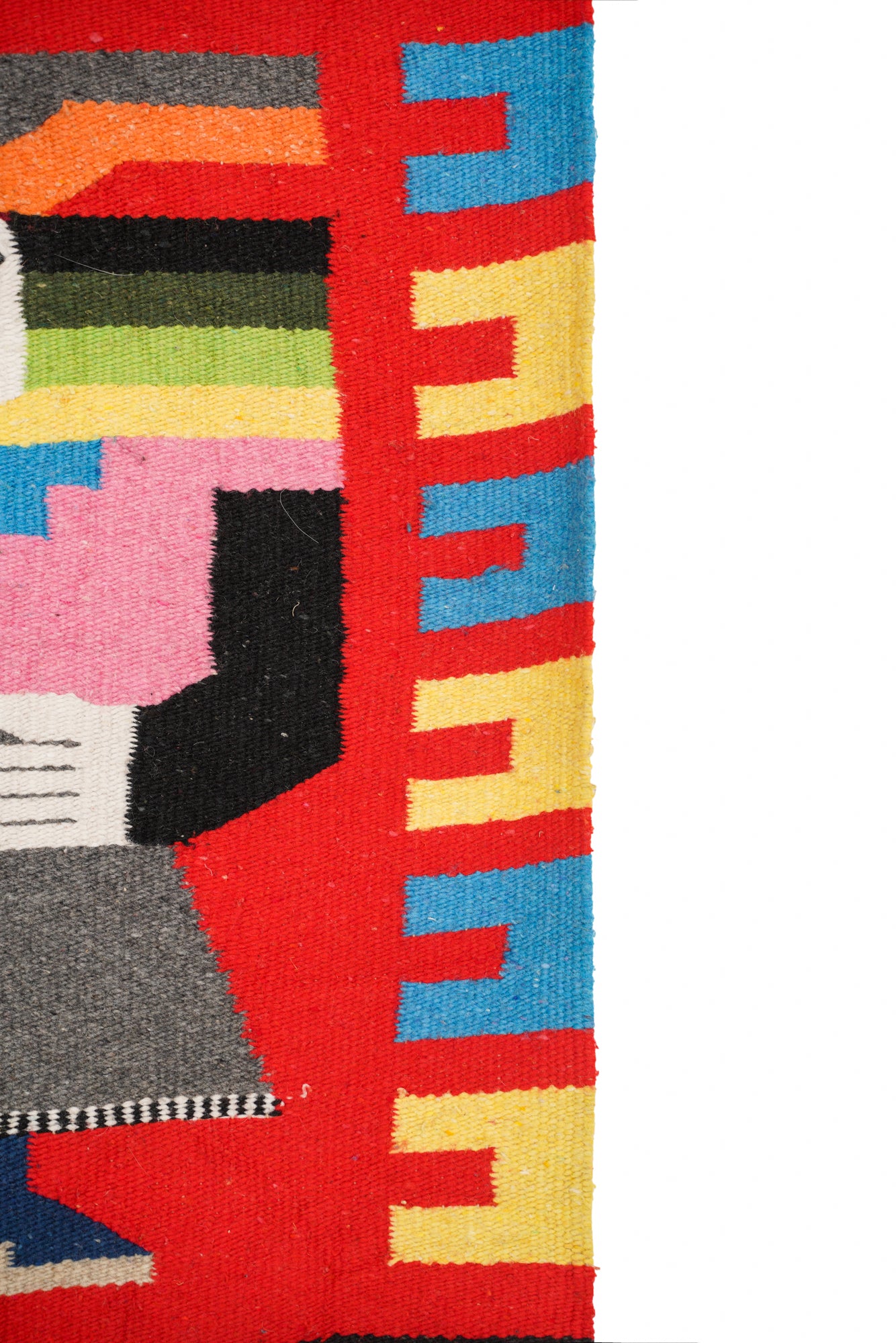 Vintage Mayan Aztec Wool Kilim 7'2" x 4'5"