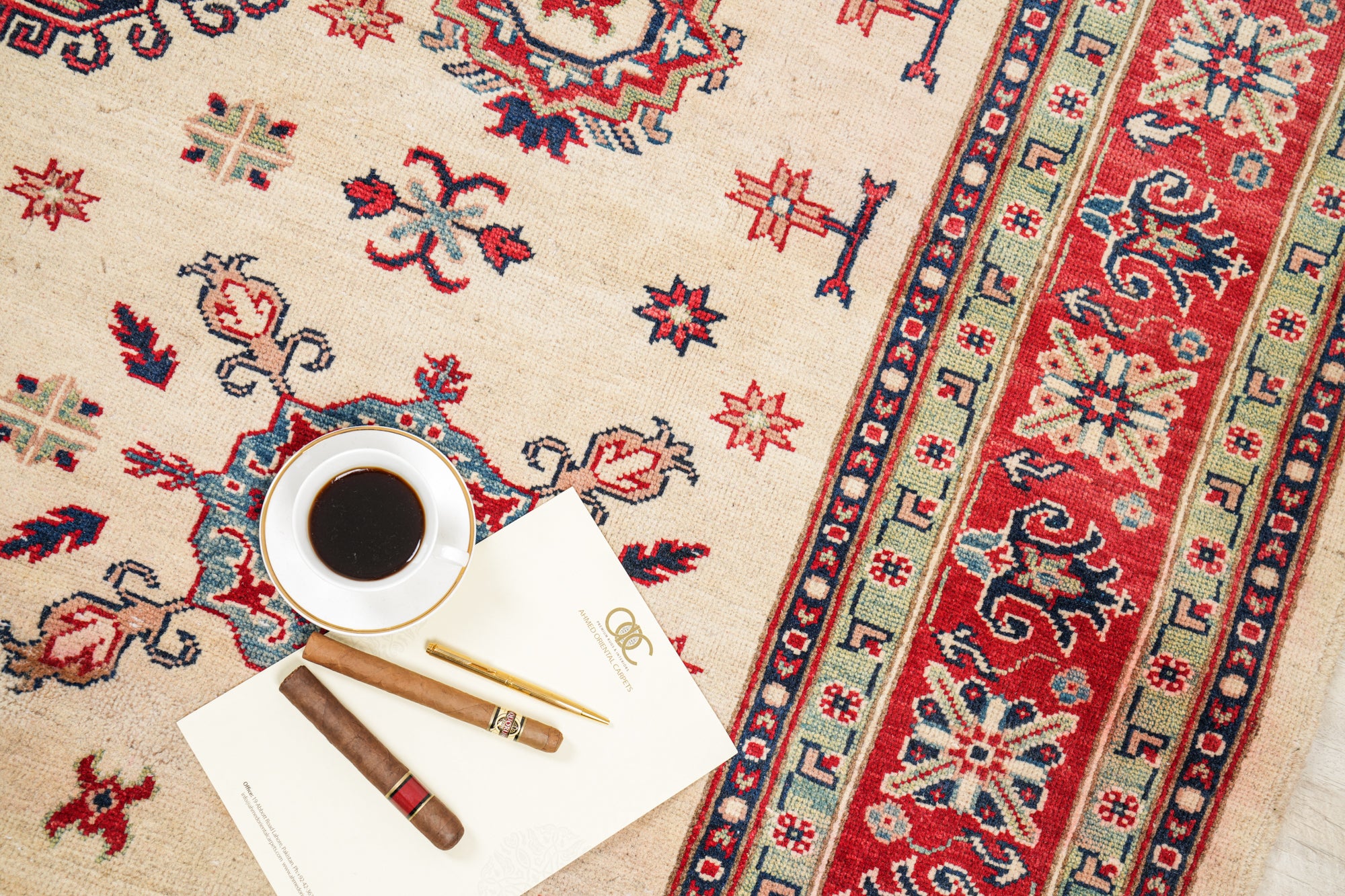 Vintage Afghan Kazak Rug 9'5" x 6'8"