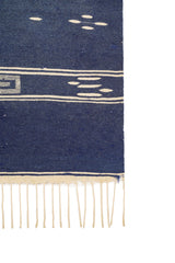 Vintage Mexican wool Indigo Texcoco Serape Textile 6'5" x 3'5"