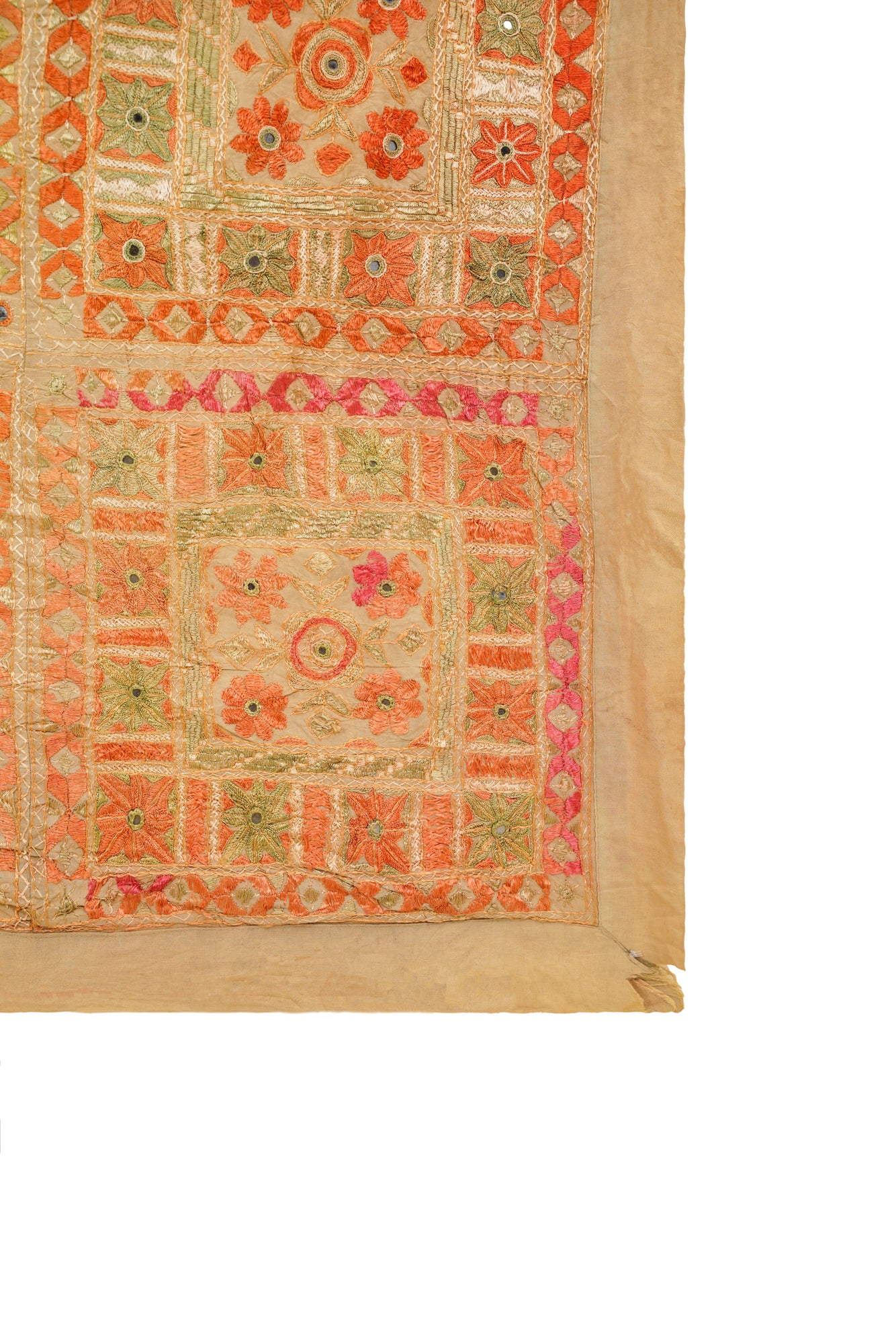 Vintage Indian Mirror Textile 7'6" x 6'6"