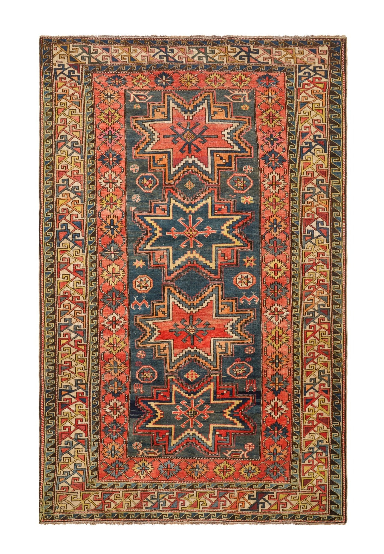 Antique Southern Central Caucasian Lesghi Rug 9'2"x 5'9"