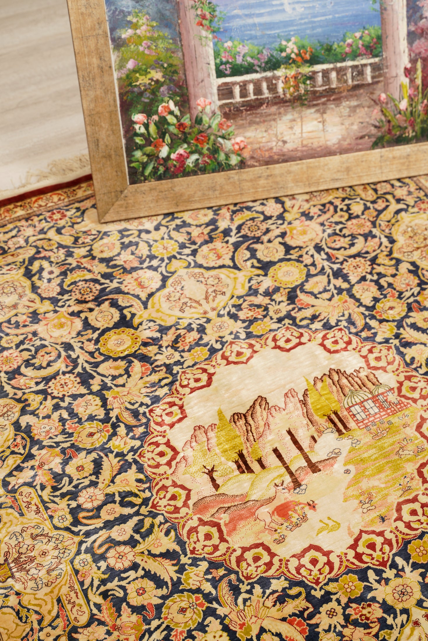 Turkish Silk Hereke Portrait Rug 4'7" x 3'7"