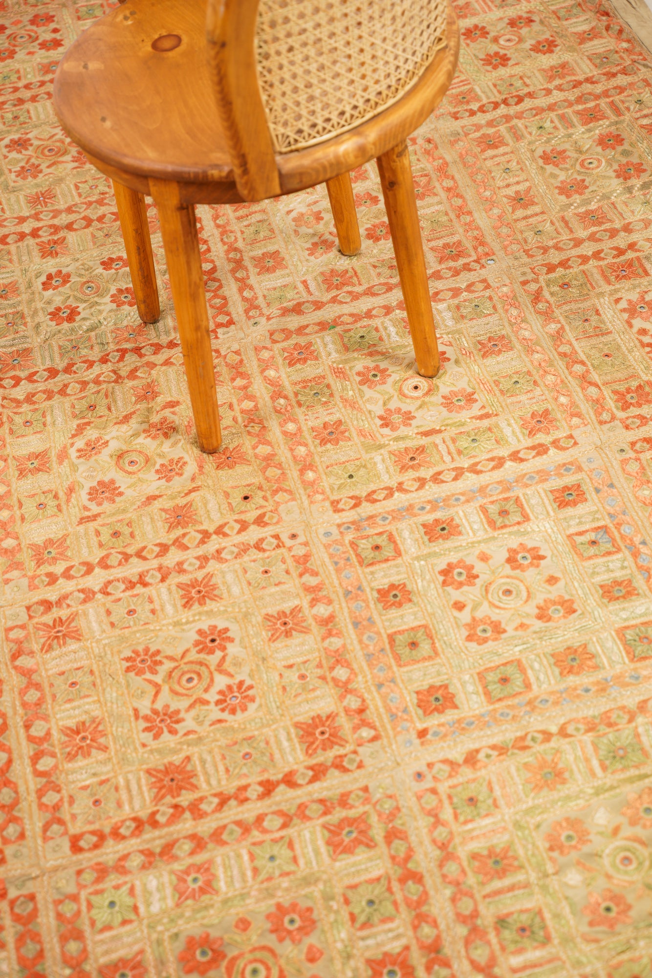 Vintage Indian Mirror Textile 7'6" x 6'6"