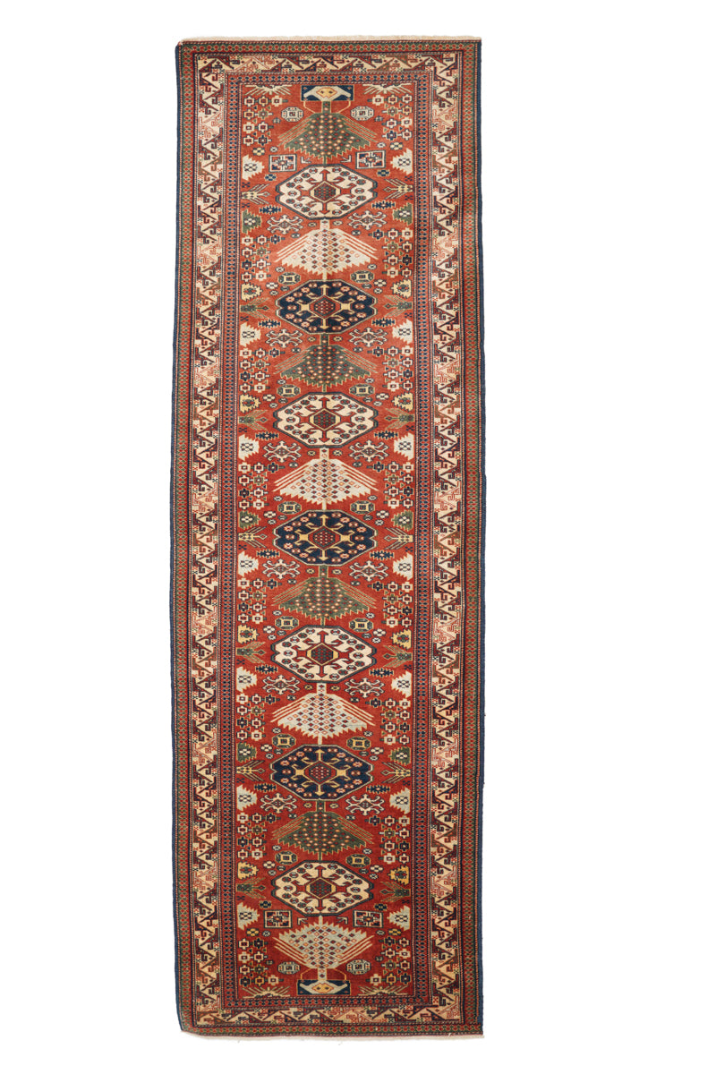 Vintage Turkish Shirvan Hallway Rug 9'6" x 3'