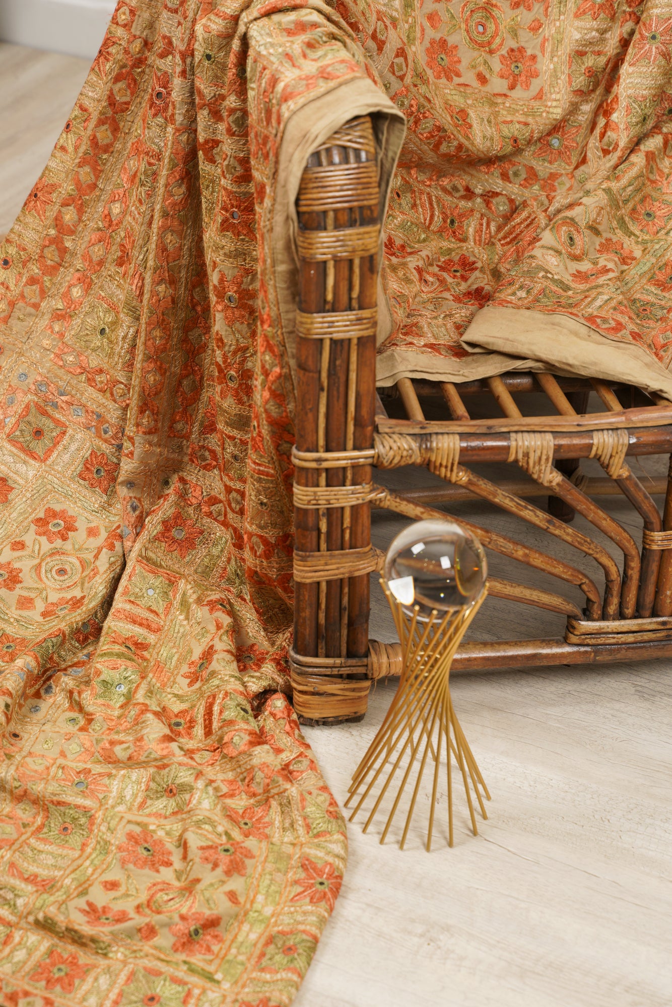 Vintage Indian Mirror Textile 7'6" x 6'6"