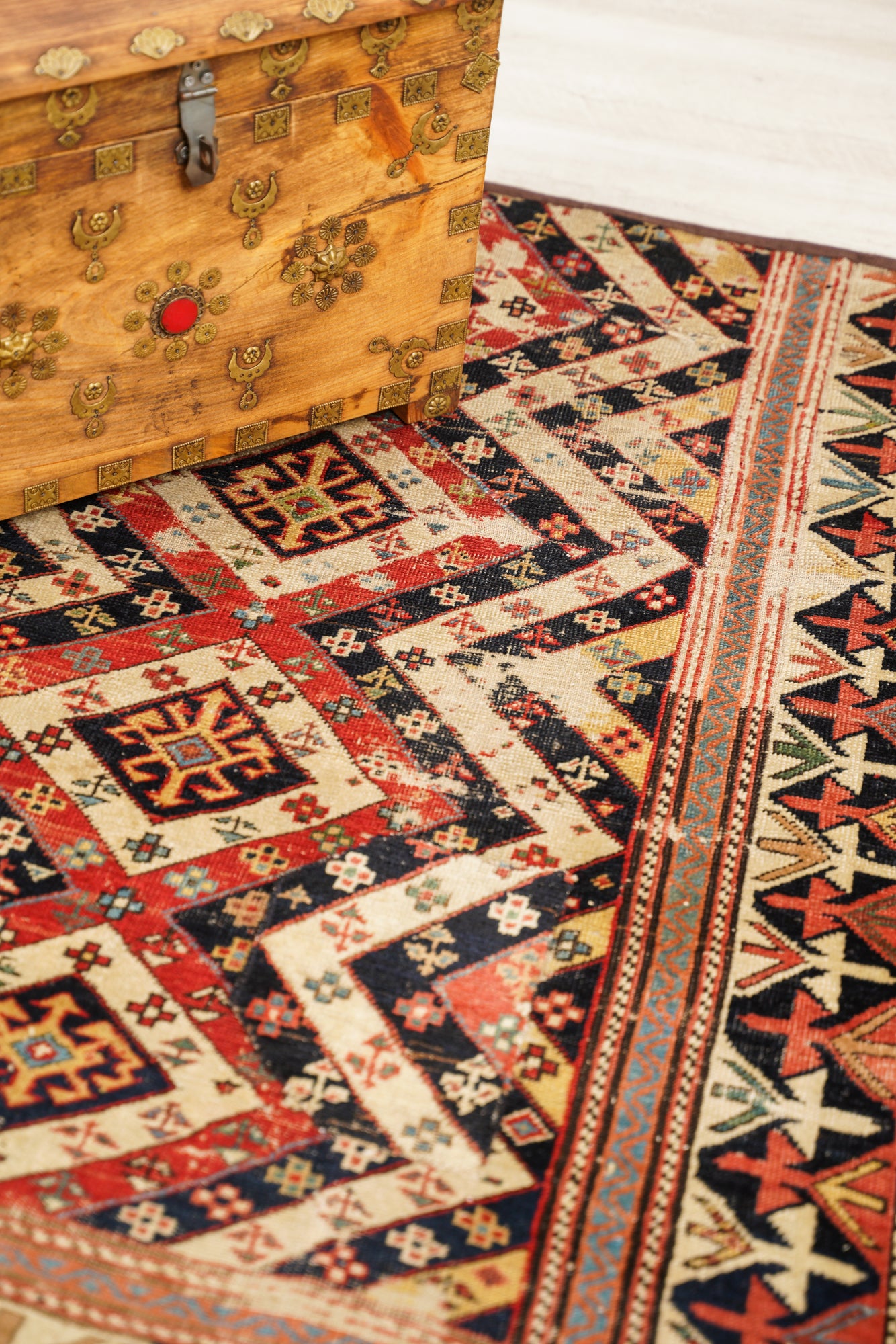 Antique Caucasian Shirvan Maharamat Rug 3'8" x 3'1" (Fragment)