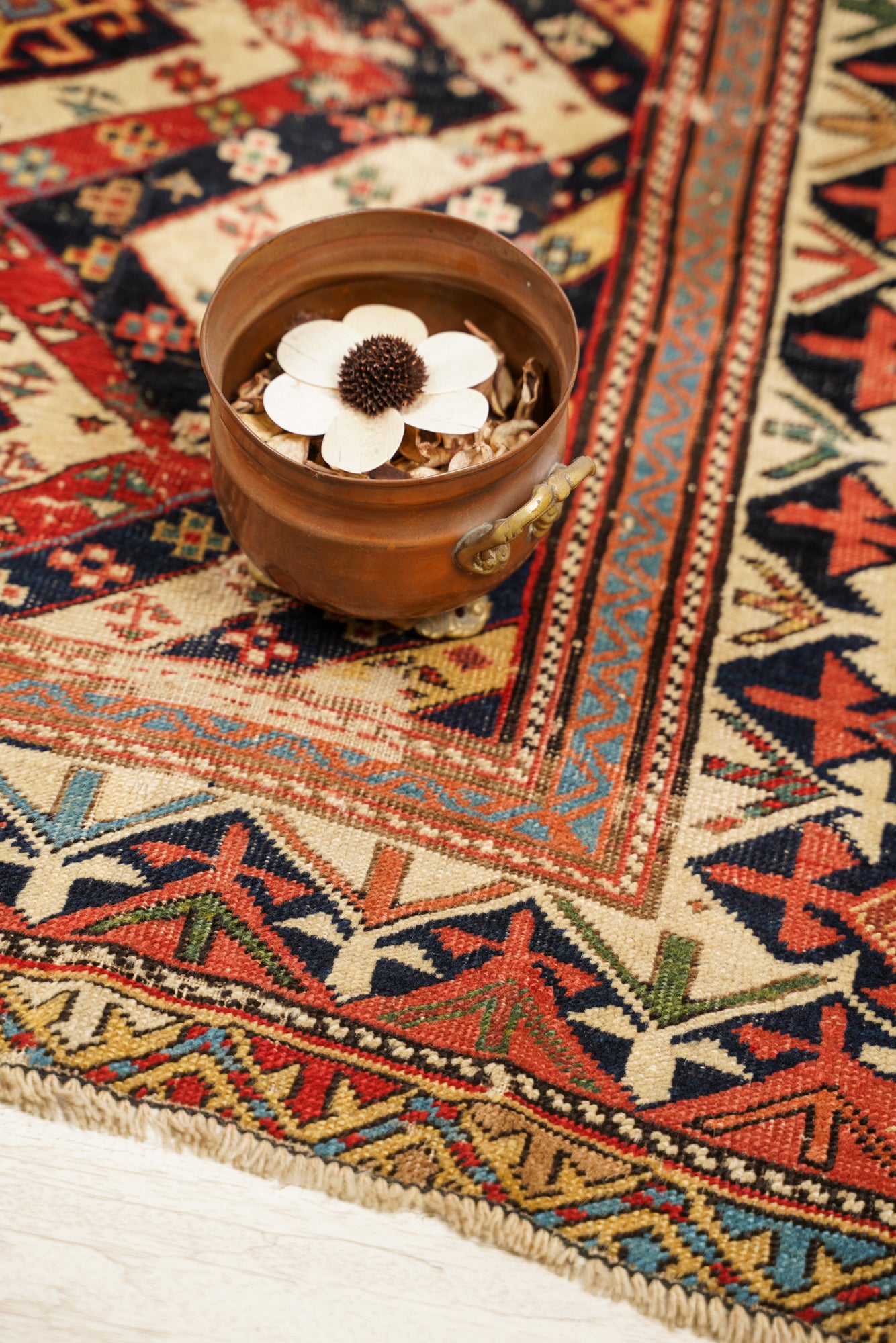 Antique Caucasian Shirvan Maharamat Rug 3'8" x 3'1" (Fragment)