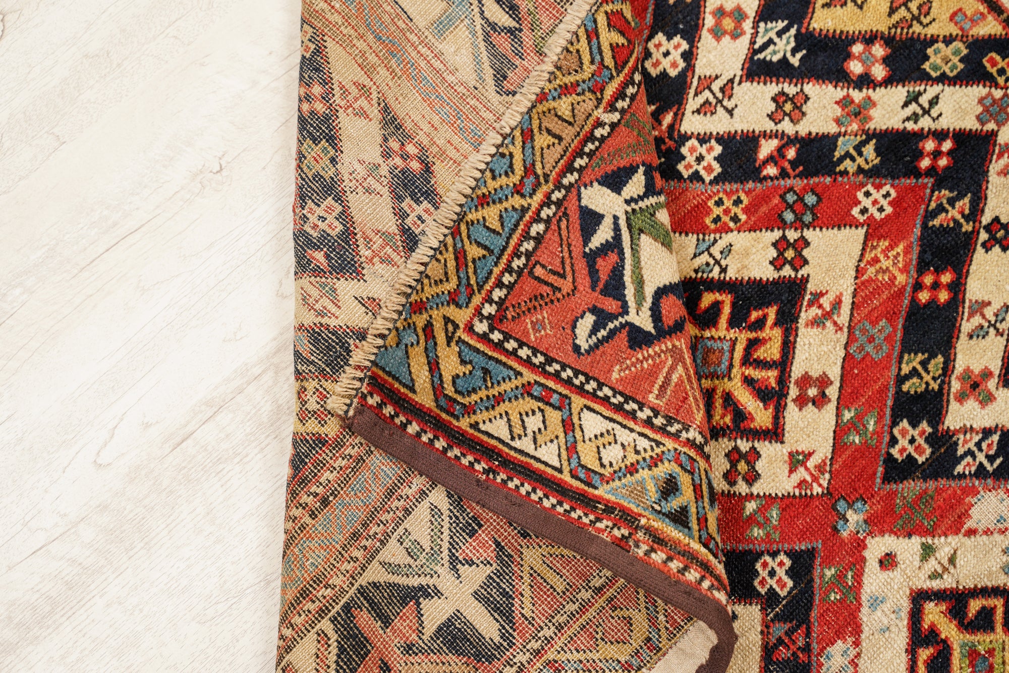 Antique Caucasian Shirvan Maharamat Rug 3'8" x 3'1" (Fragment)