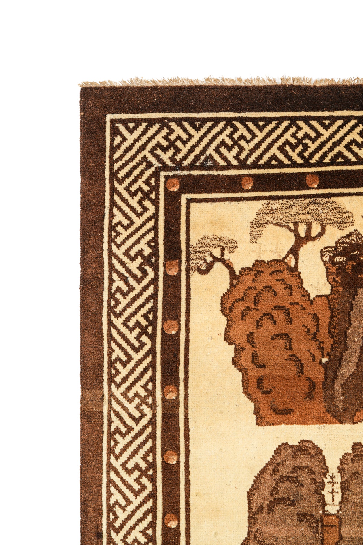 Antique Mongolian Landscape Rug 5'3" x 3'