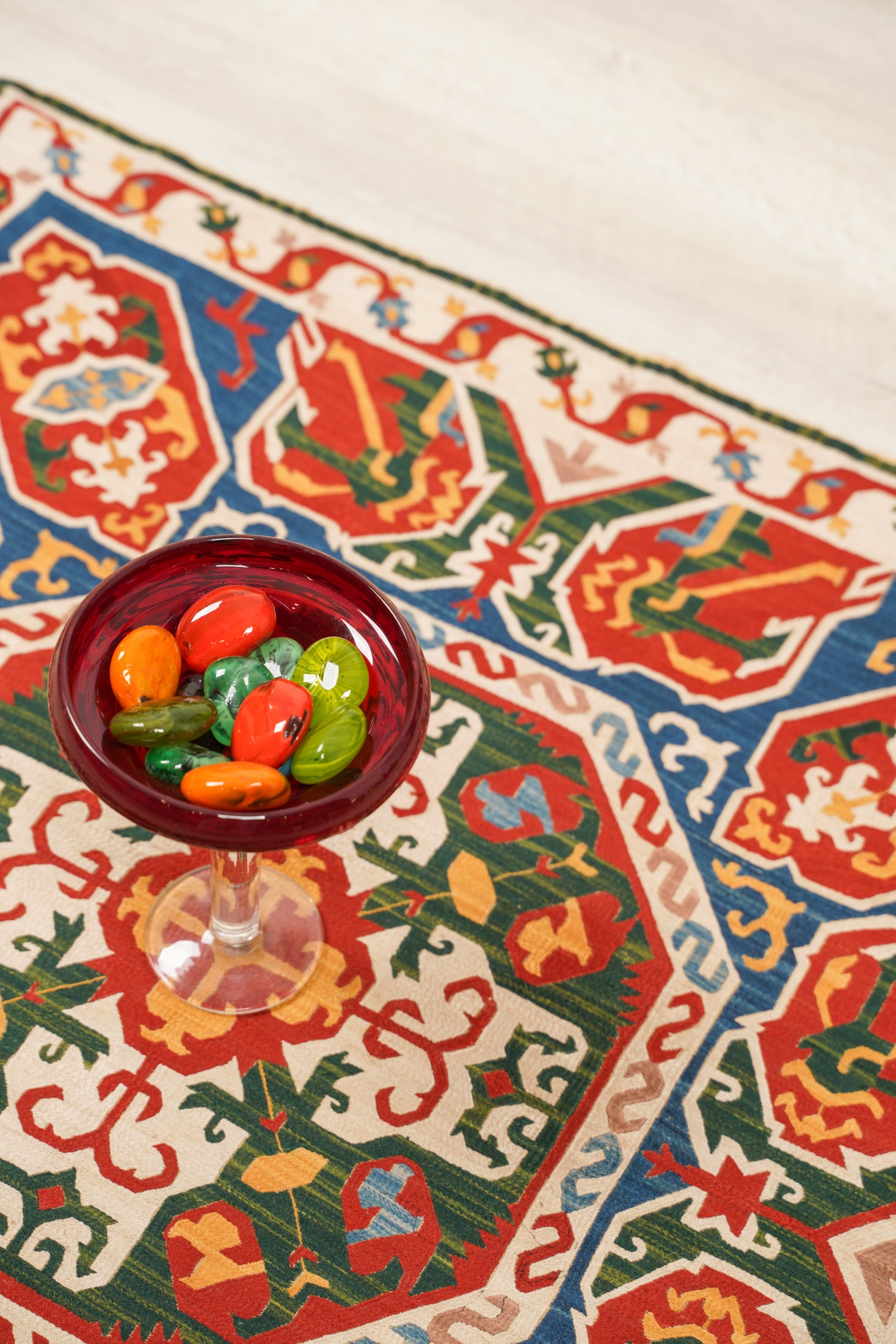 Vintage Dagestani Kaitag Silk Embroidery 2'5" x 2'3"