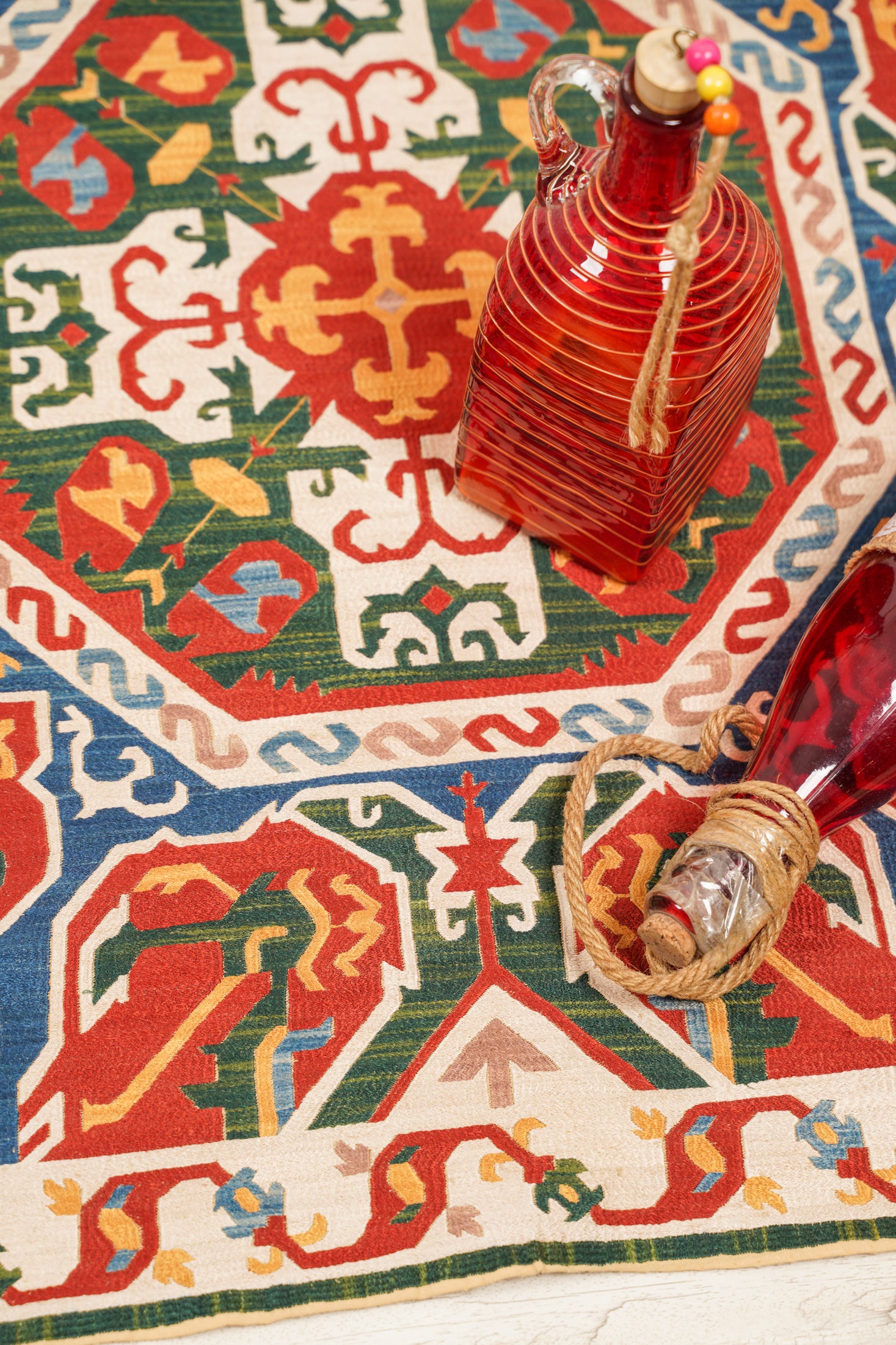 Vintage Dagestani Kaitag Silk Embroidery 2'5" x 2'3"