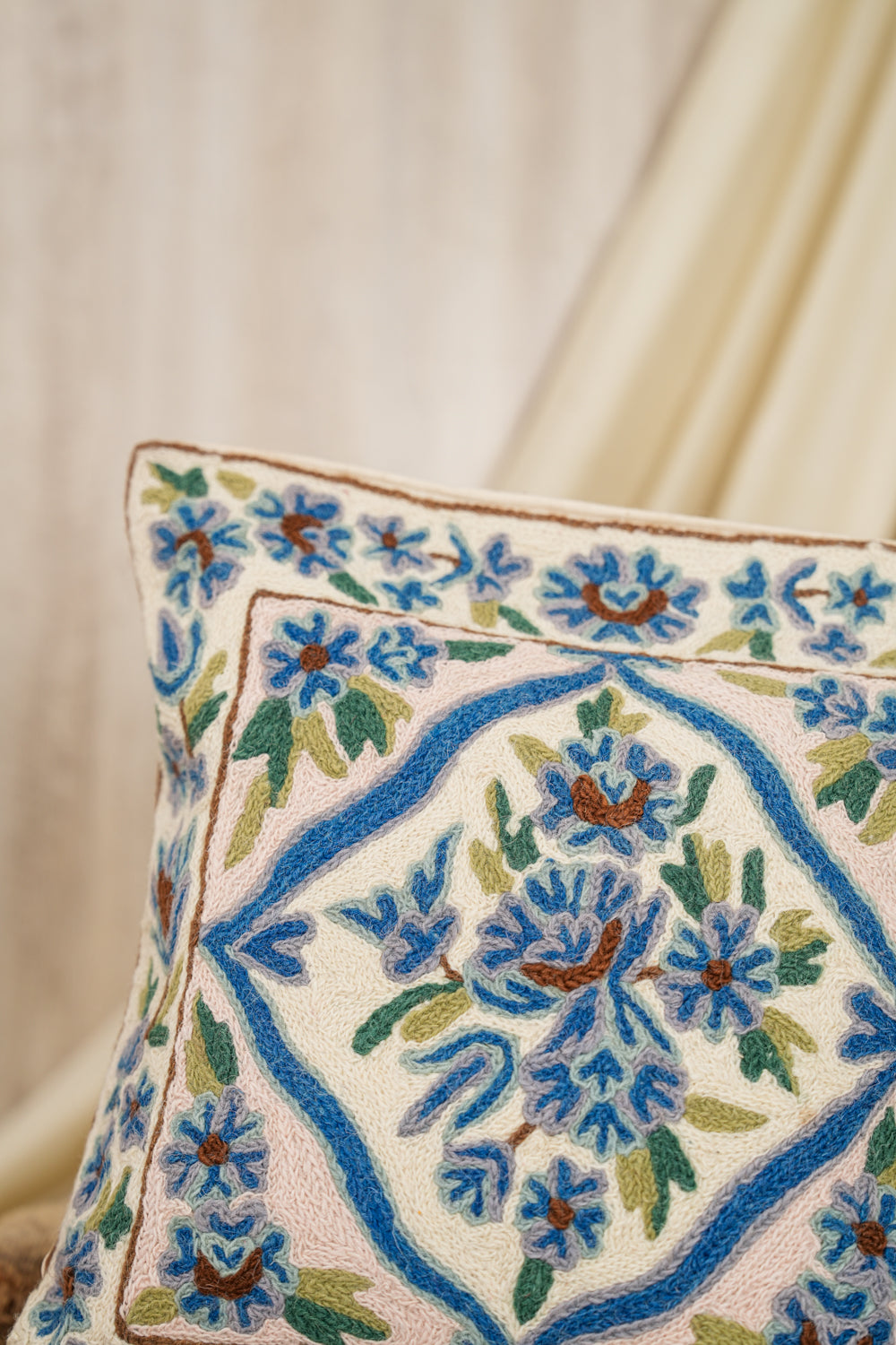 Vintage European Chain stitch cushion 1'4" x 1'4"