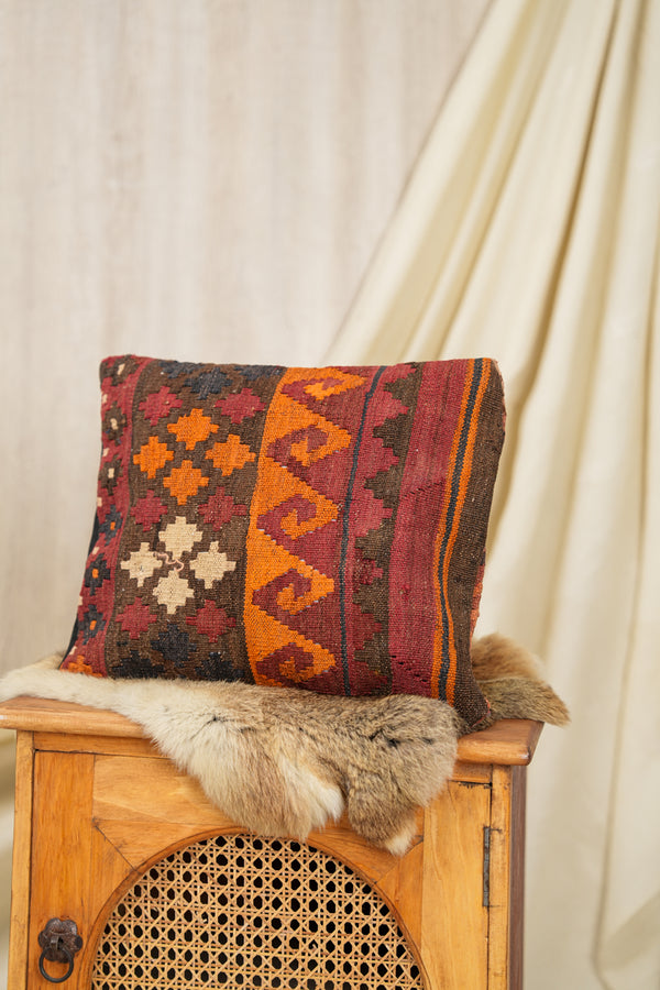 Vintage Turkmen tribal cushion 1'5" x 1'2"