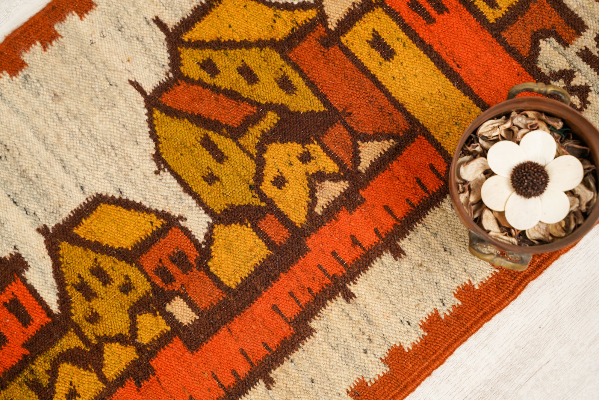 Vintage Polish Folklore Kilim 3'9" x 1'7"