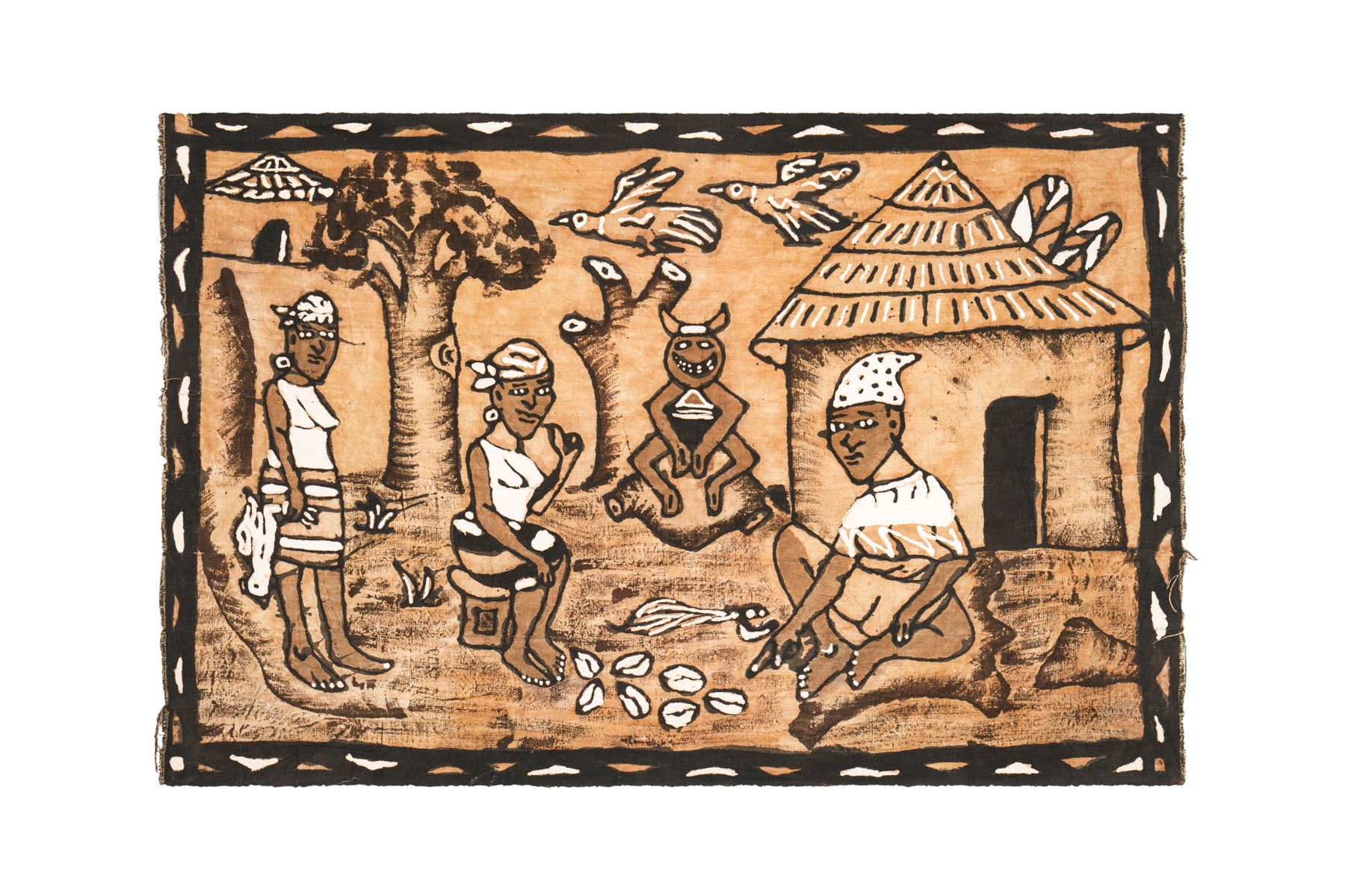 Vintage African Hand Painted Textile 6' x 4'