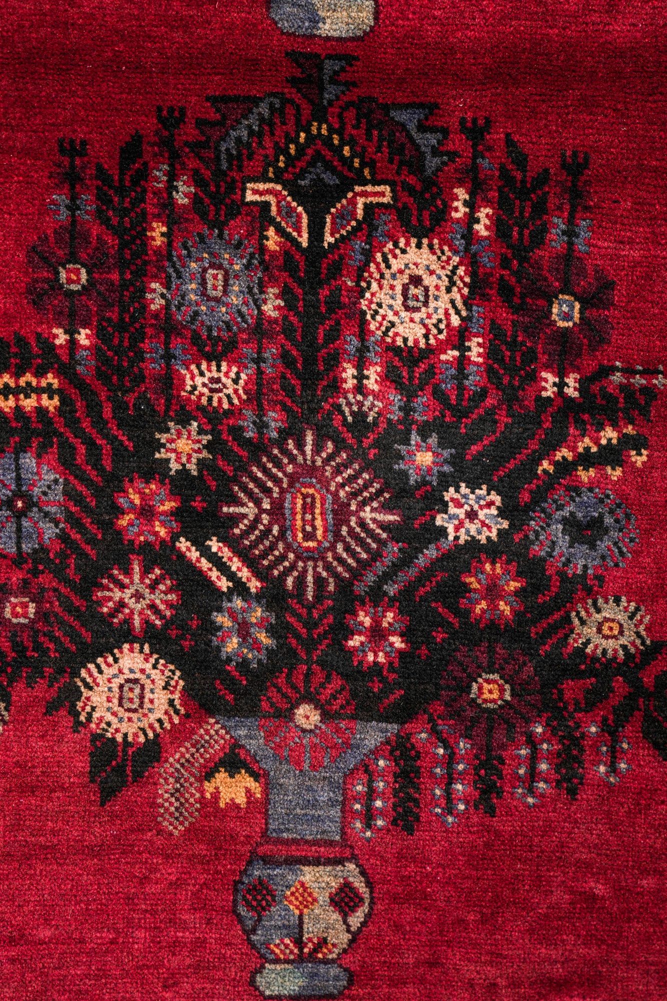 vintage baloch vase rug 4'8" x 2'9"