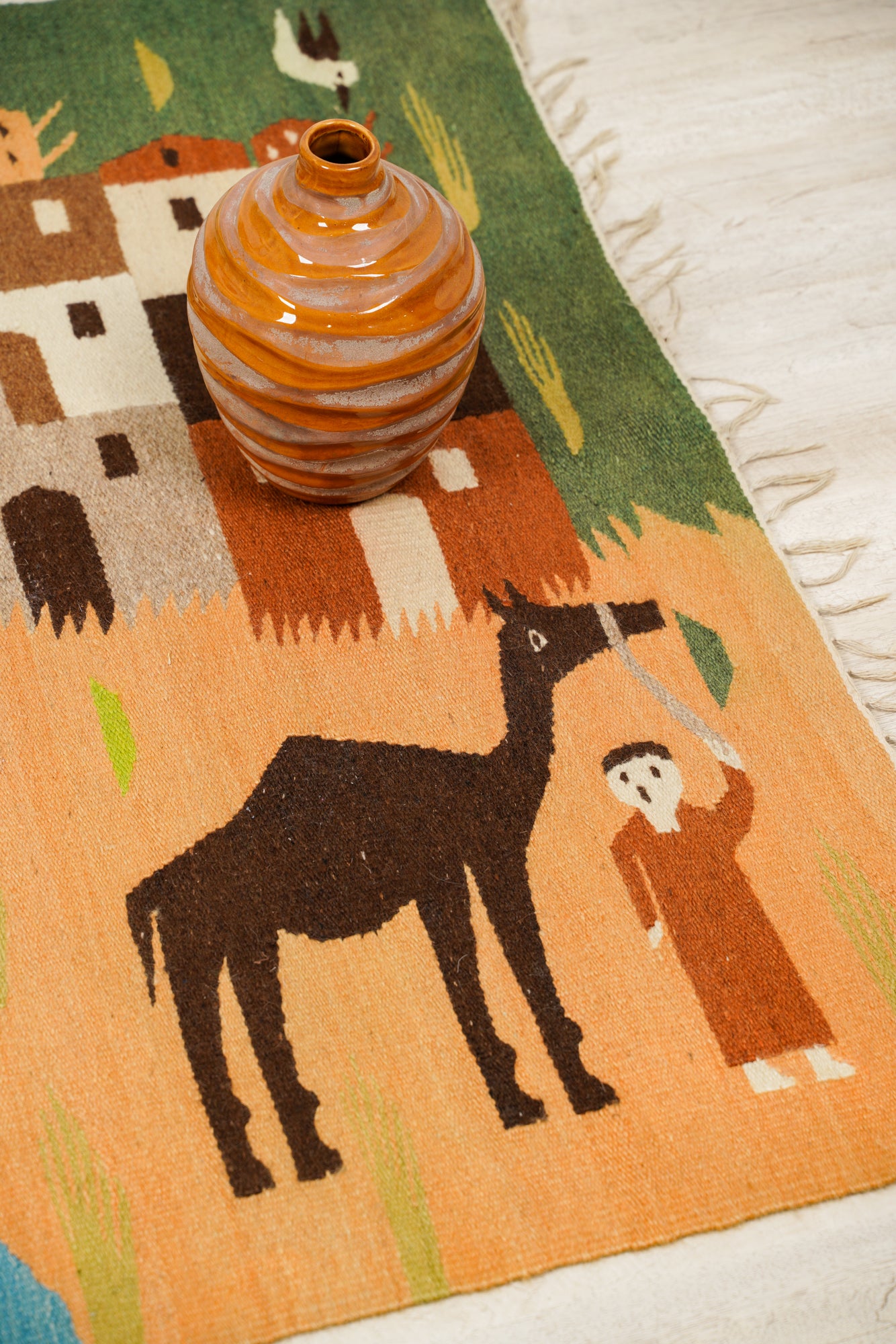 Vintage Egyptian Folk Kilim 4'10" x 3'4"