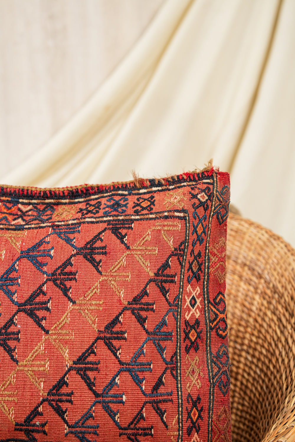 Antique Turkish Cecim Kilim Cushion 1'7" x 1'7"