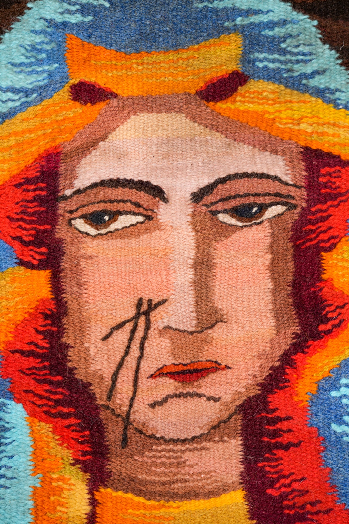 Vintage Scandinavian Portrait Tapestry 2' x 1'7"