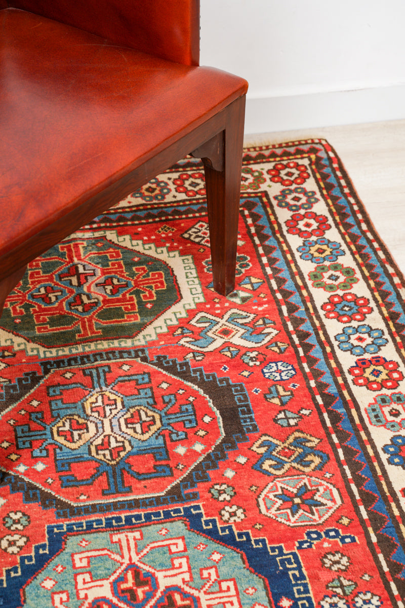 Antique Caucasian Kazak Rug 7'7" x 3'9"