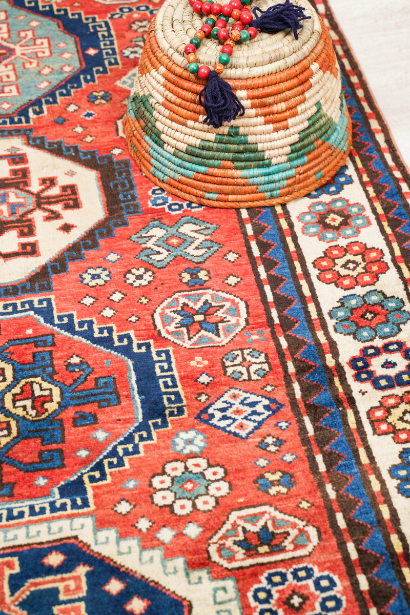 Antique Caucasian Kazak Rug 7'7" x 3'9"