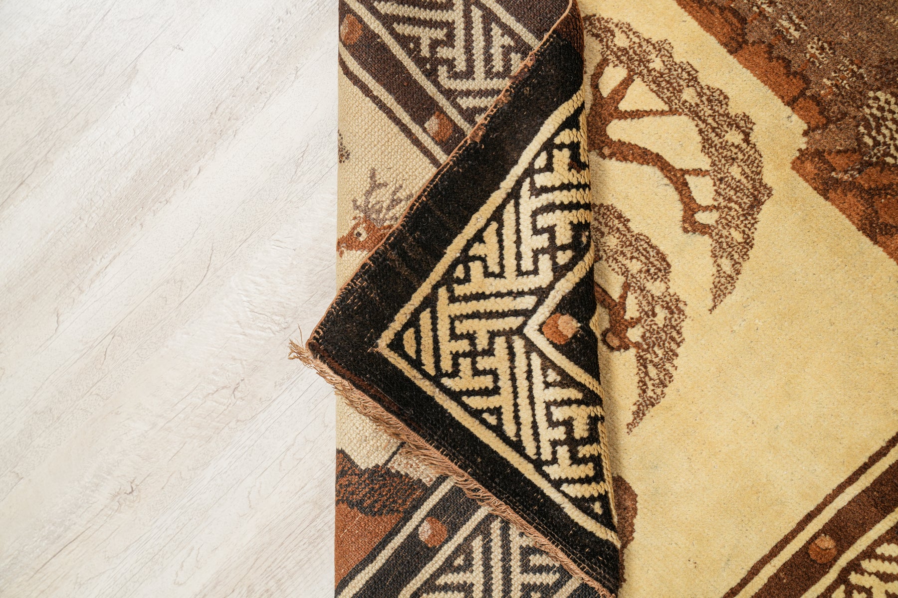 Antique Mongolian Landscape Rug 5'3" x 3'