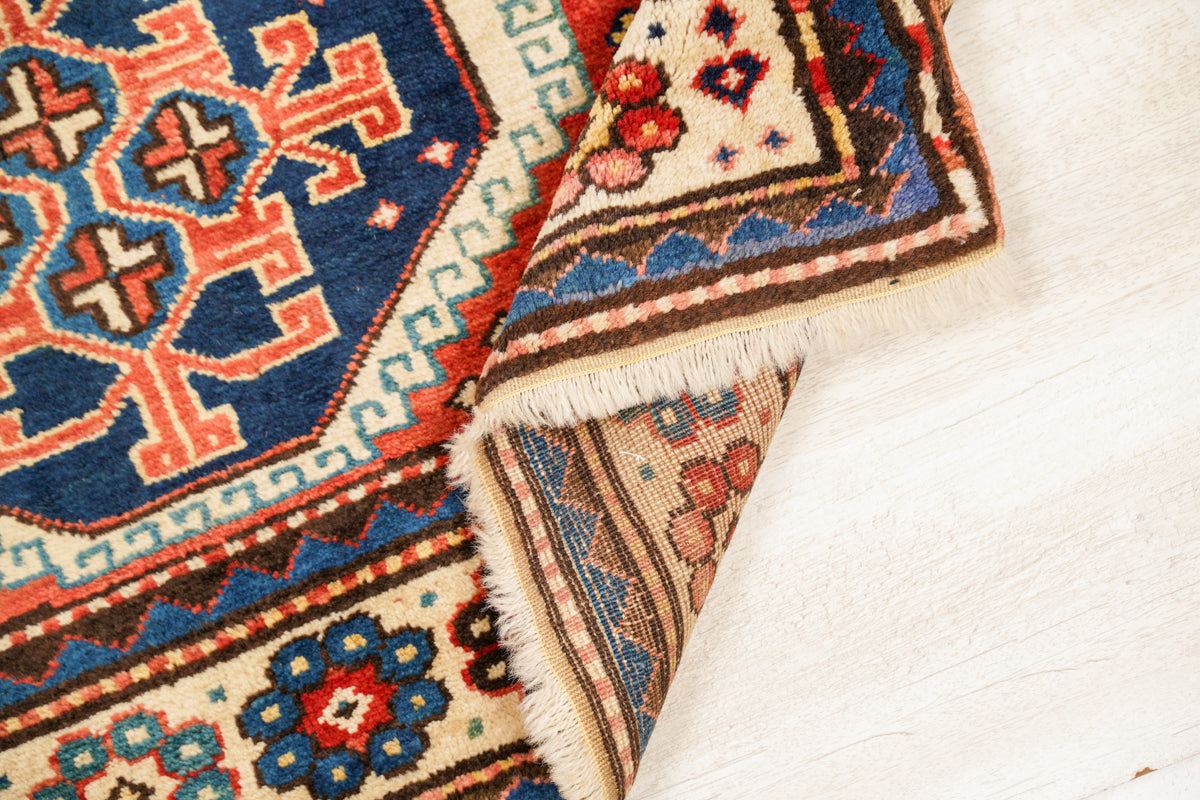 Antique Caucasian Kazak Rug 7'7" x 3'9"