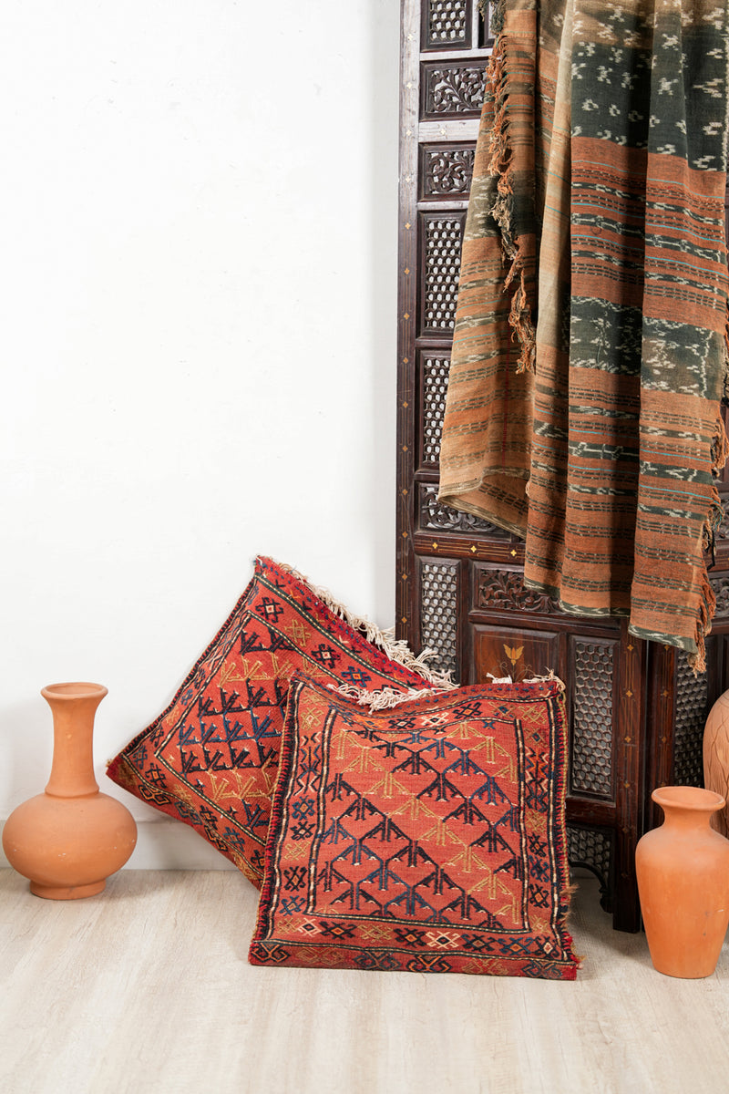 Antique Turkish Cecim Kilim Cushion 1'7" x 1'7"