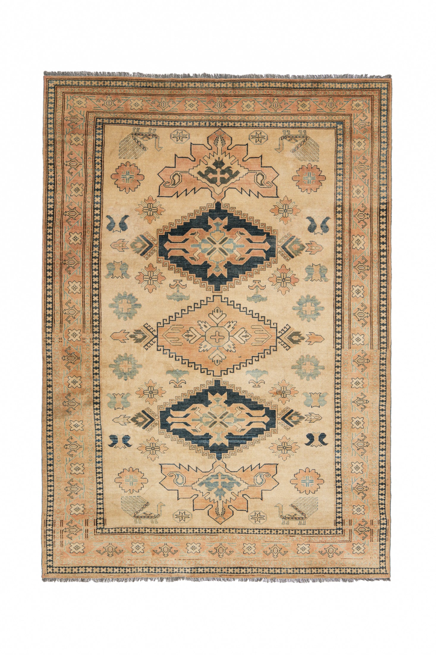 Vintage Afghan Kazak Rug 10'10" x 7'6"