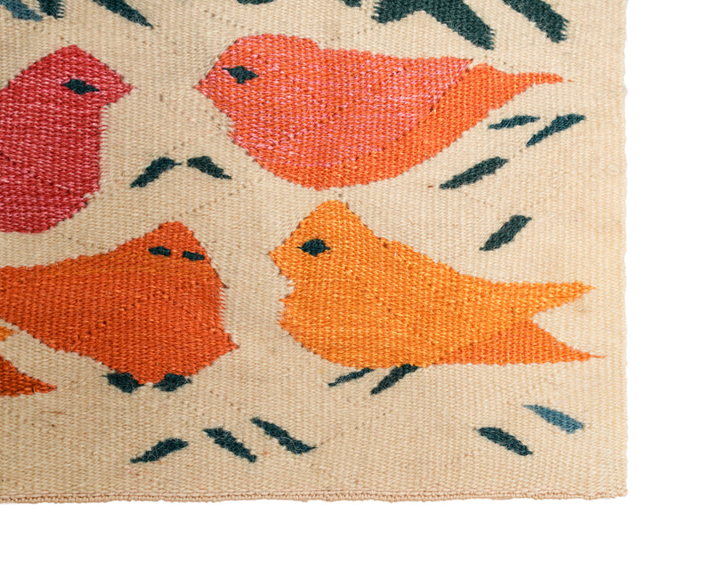 Vintage Swedish Bird Tapestry 1'1" x 8"