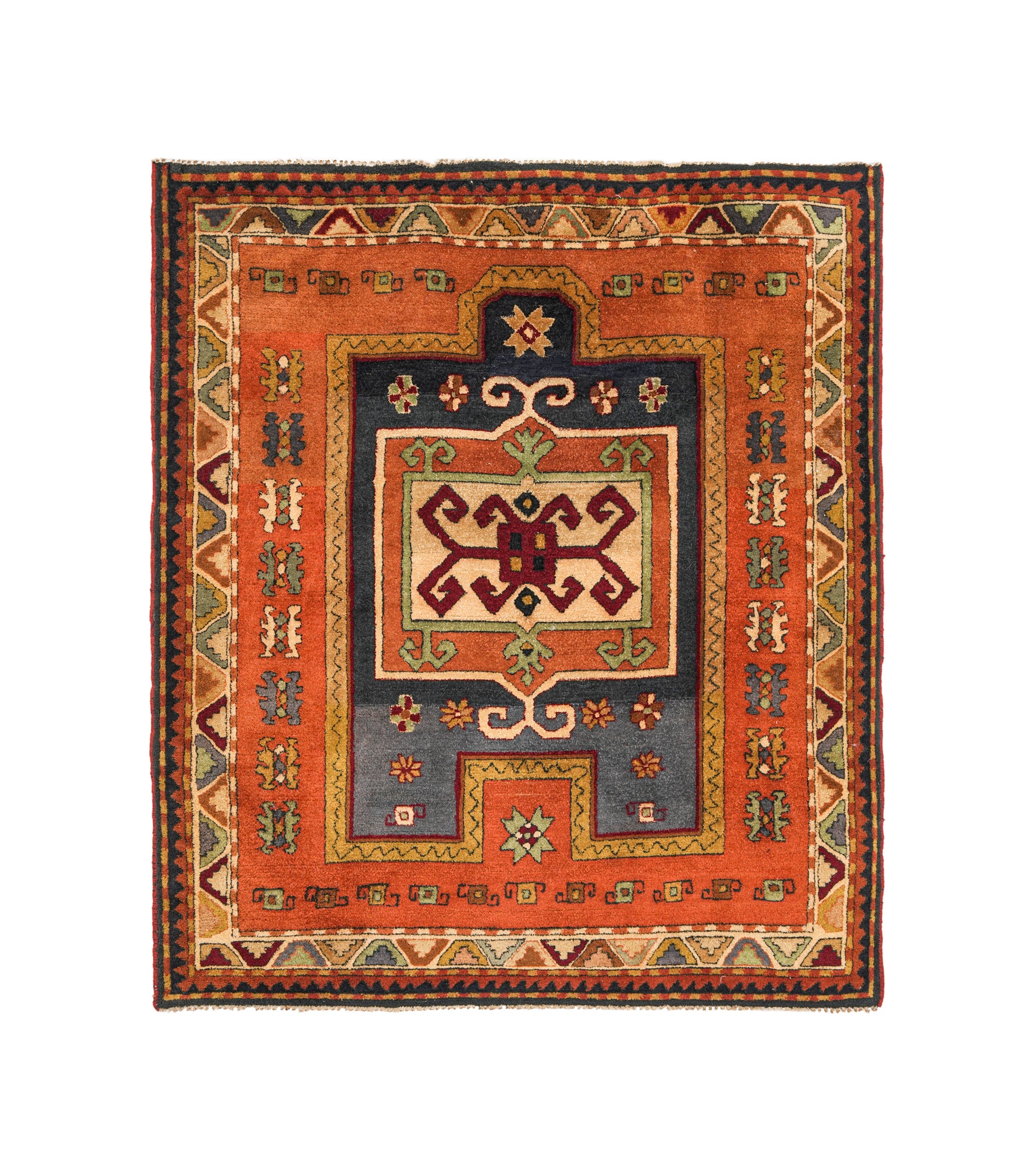 Antique German Hook Rug 4'10" x 4'2"