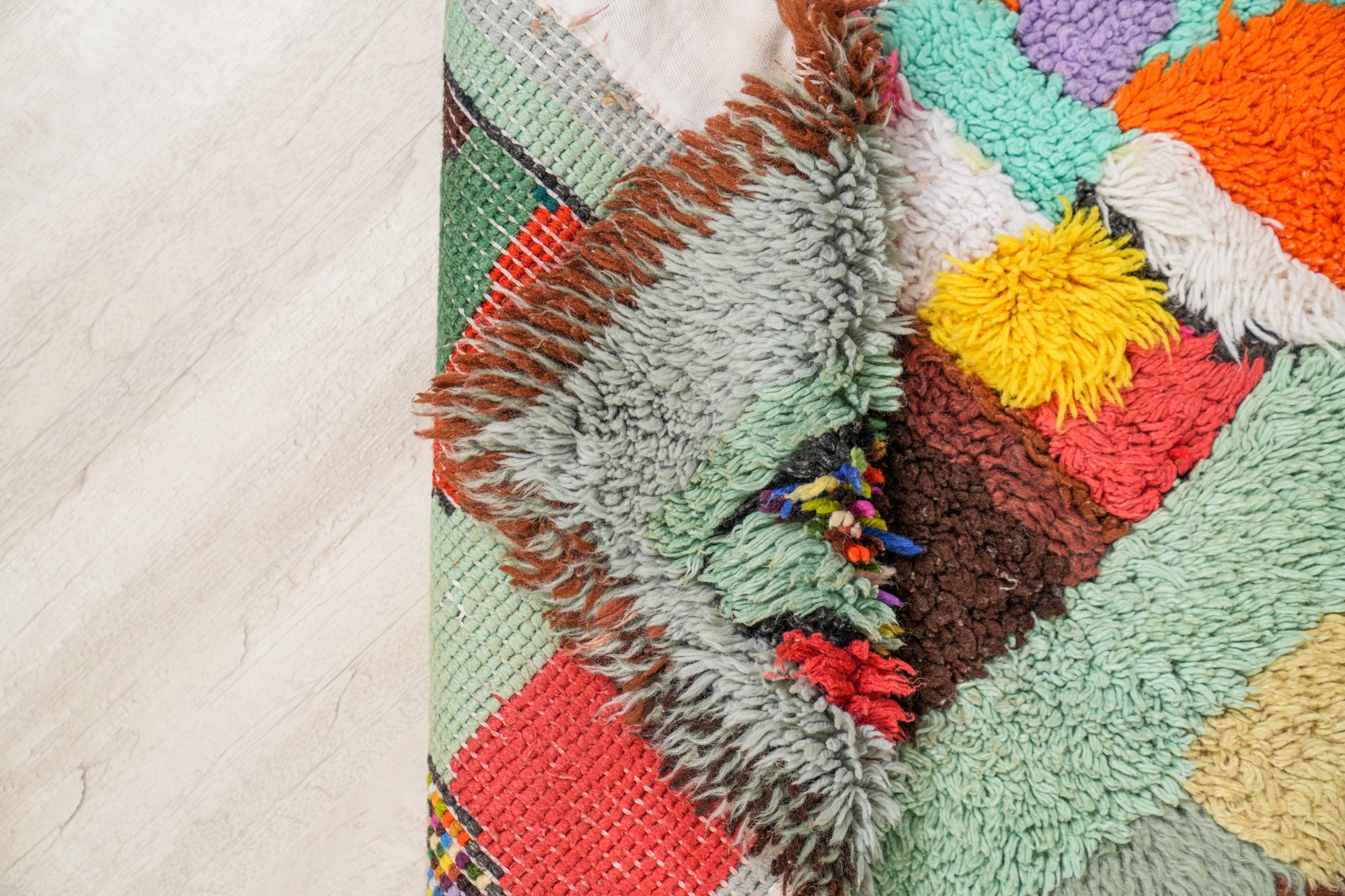 Vintage Scandinavian Clown Rag Rug 4'6" x 2'3"