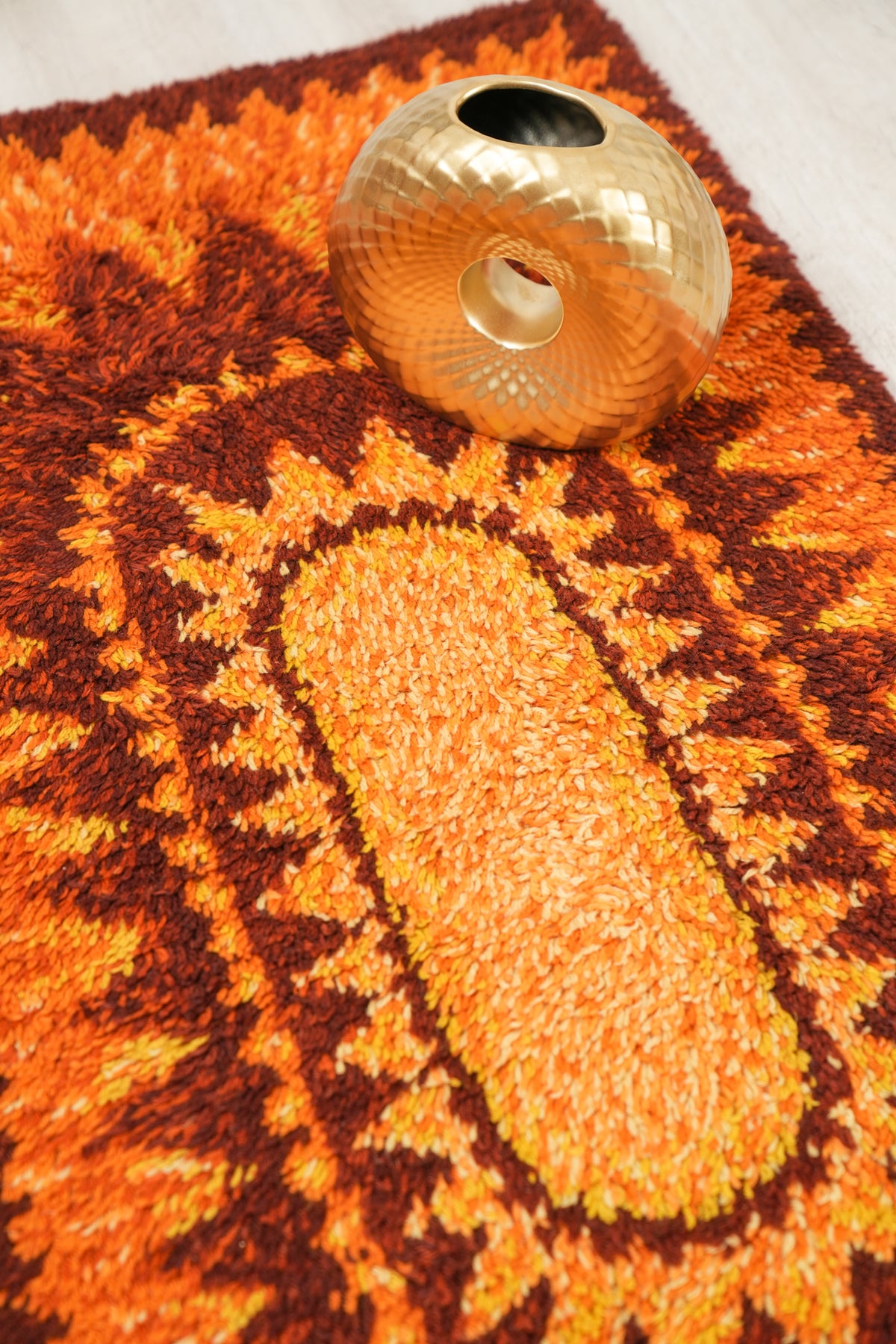 【Vintage】Hand Knit Rug 170×100 Chunky Knit Rug | Wool Art