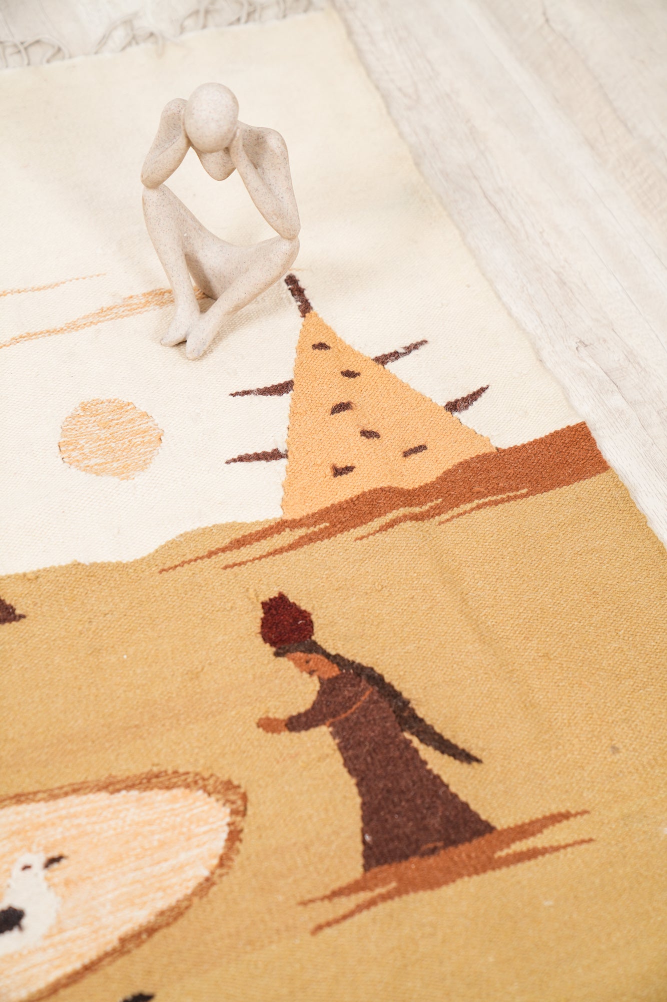 Vintage Egyptian Harraniya Tapestry 5'1" x 3'6"