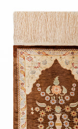 Vintage Turkish silk Hereke rug 1'3" x 9"