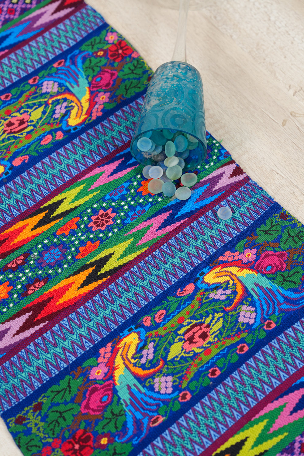 Vintage Guatemalan Bird Textile 3'10" x 1'3" (Quetzal)