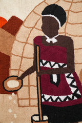 Vintage African Folk Art Tapestry 2'9" x 1'10"