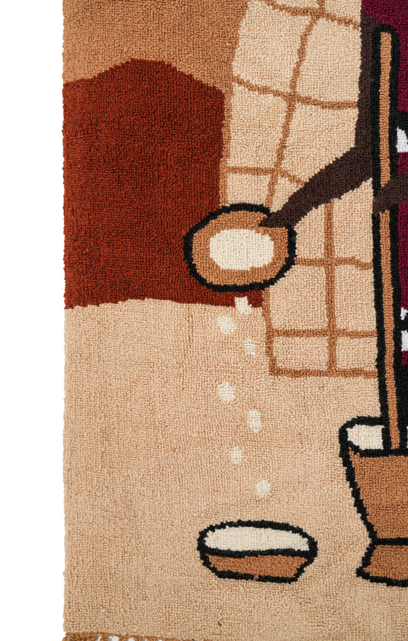Vintage African Folk Art Tapestry 2'9" x 1'10"
