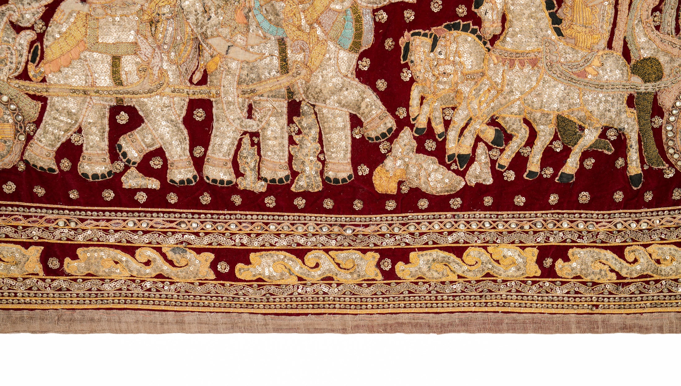 Vintage Burmese Hand embroidered Tapestry 4'10" x 2'8"