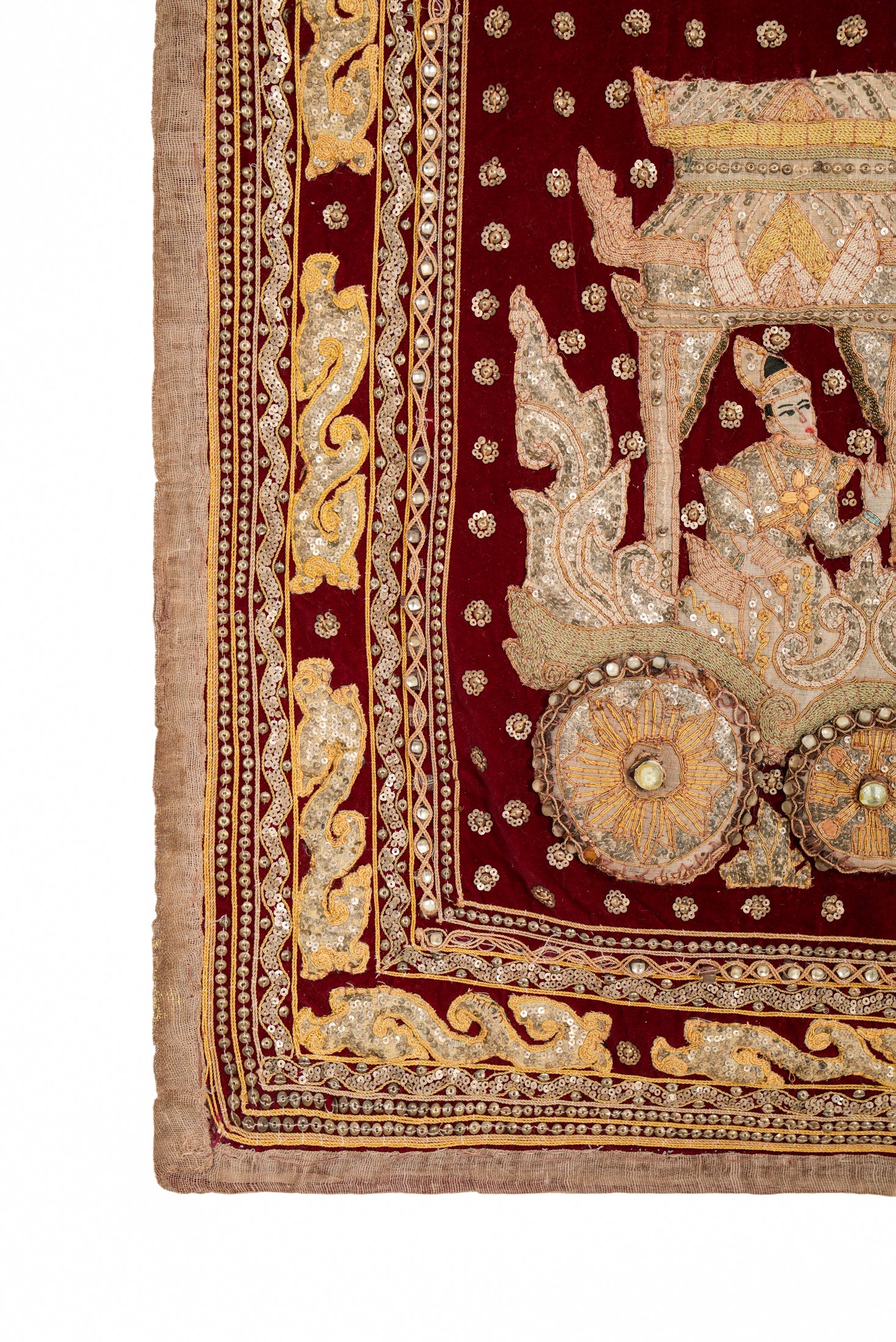 Vintage Burmese Hand embroidered Tapestry 4'10" x 2'8"