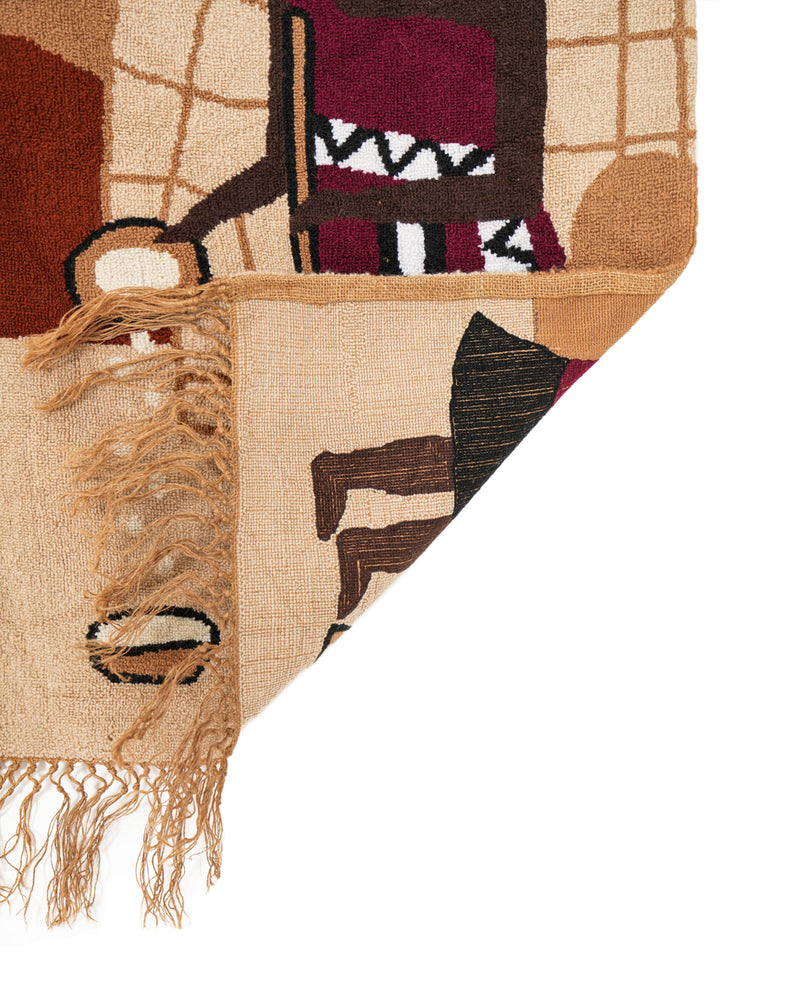 Vintage African Folk Art Tapestry 2'9" x 1'10"