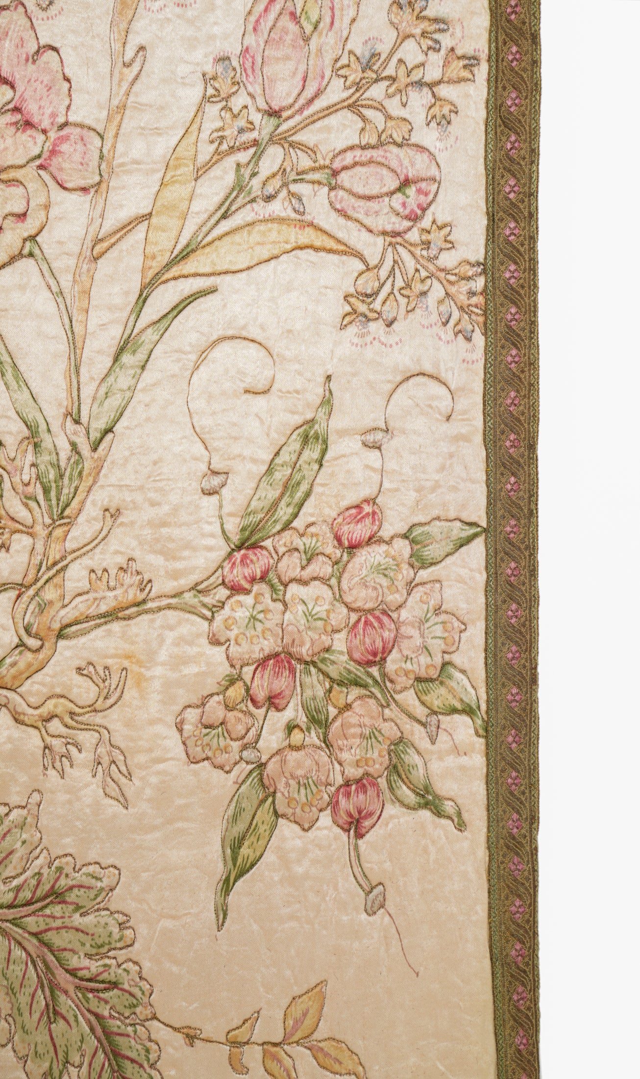 Vintage French Floral Loom Tapestry 4'8" x 3'5"