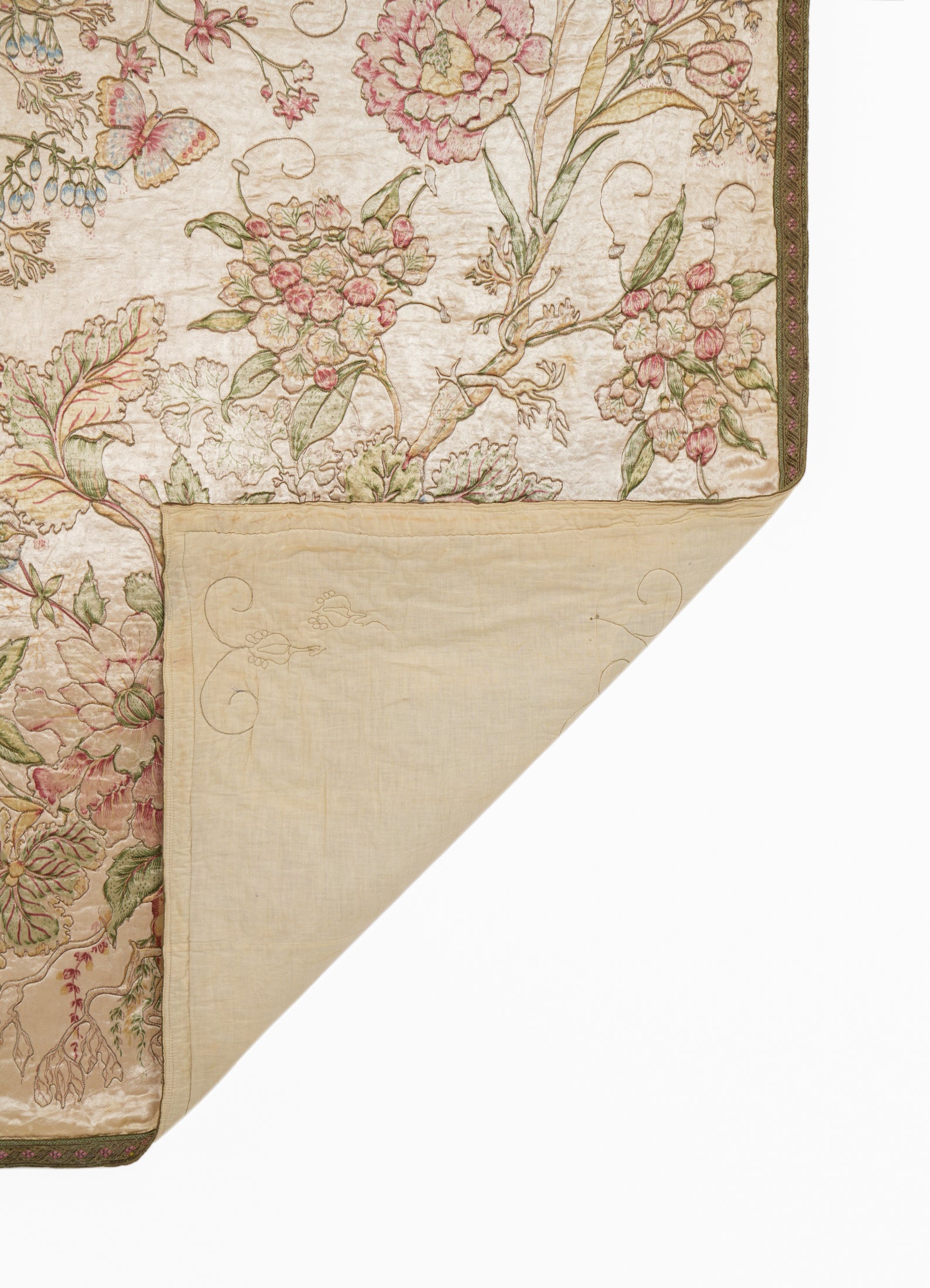 Vintage French Floral Loom Tapestry 4'8" x 3'5"