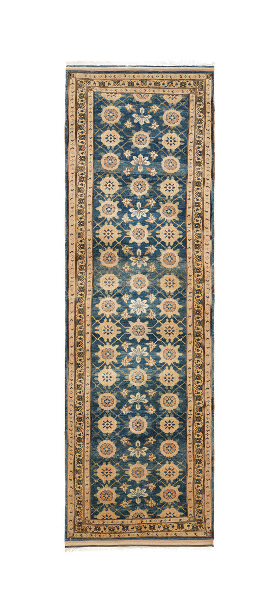 Modern Afghan Tabriz Hallway Rug 11'7"x 3'7"