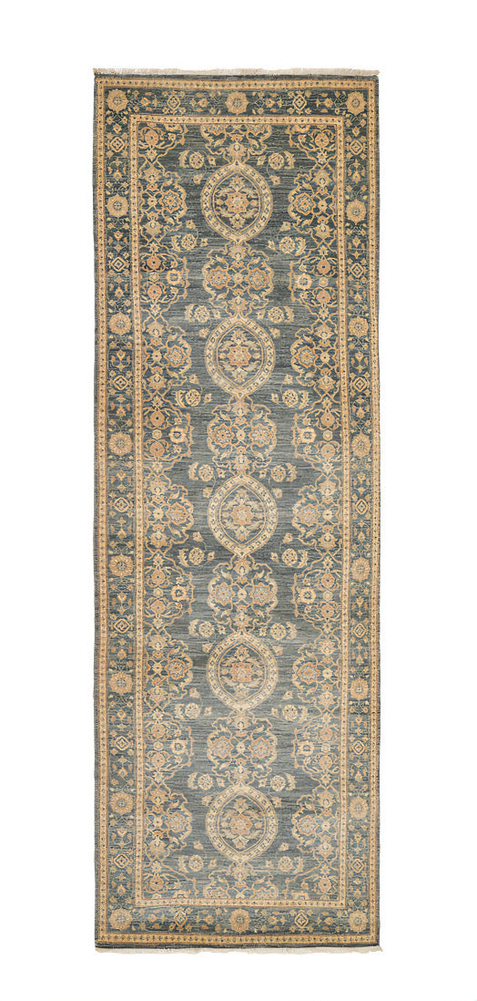 Modern Afghan Ottoman Hallway Rug 13'6" x 4'4"