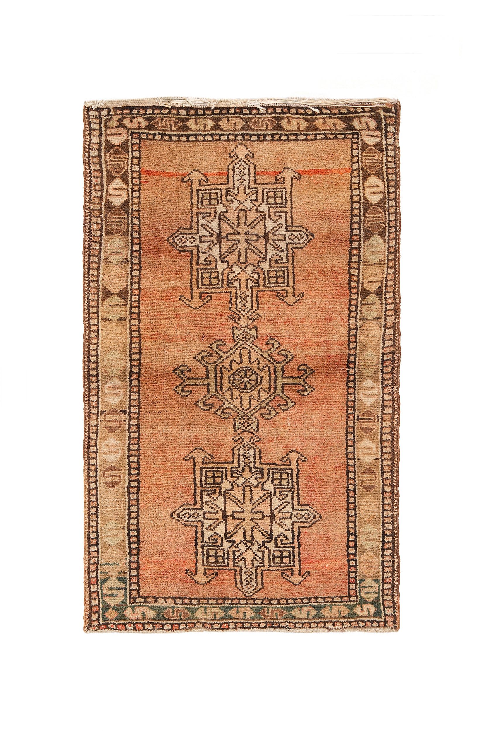 Vintage 1970s Northwest Persian rug with geometric medallions in pure wool