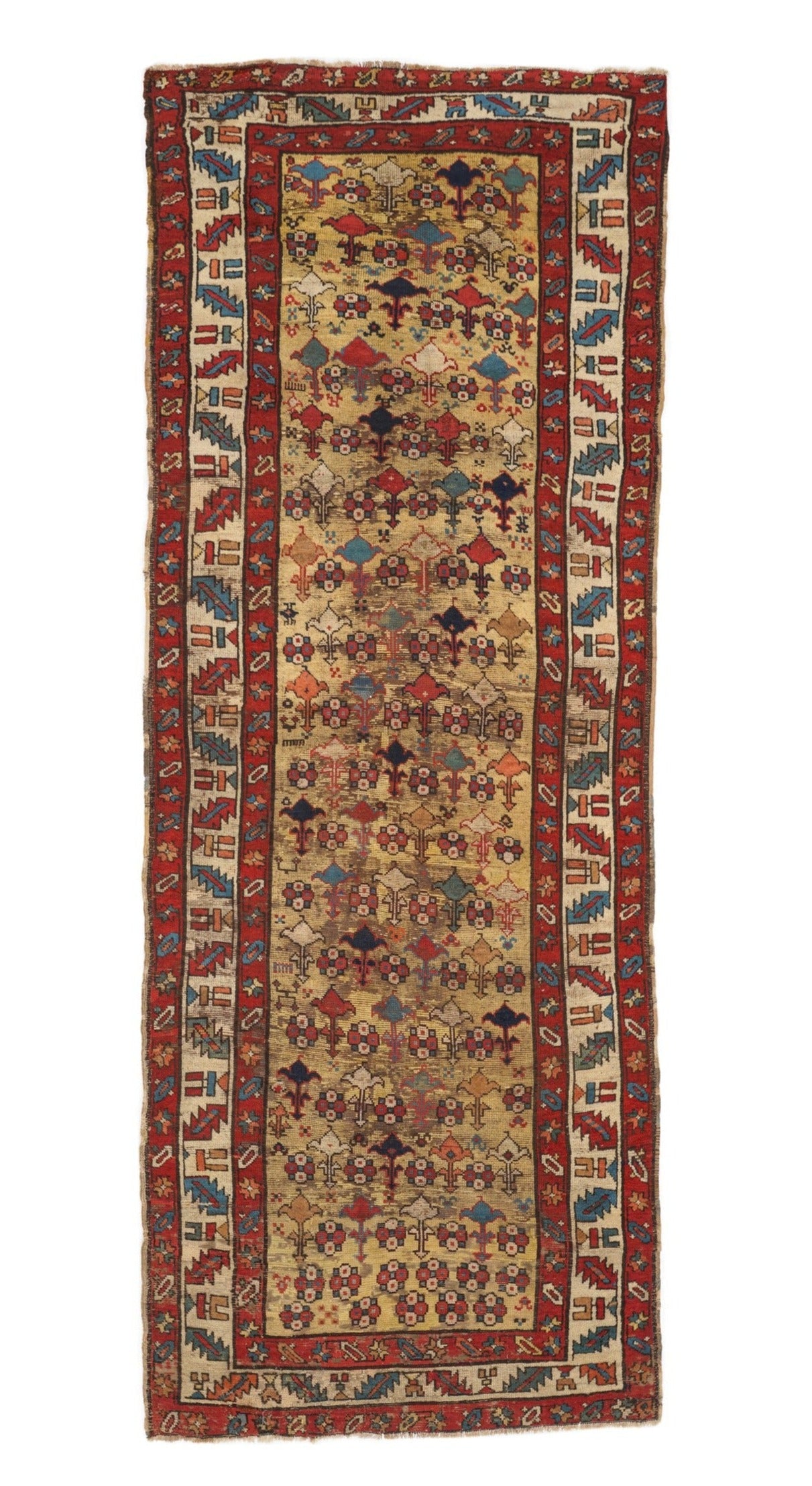 Antique Caucasian Kuba Hallway Rug 8'10" x 3'3"