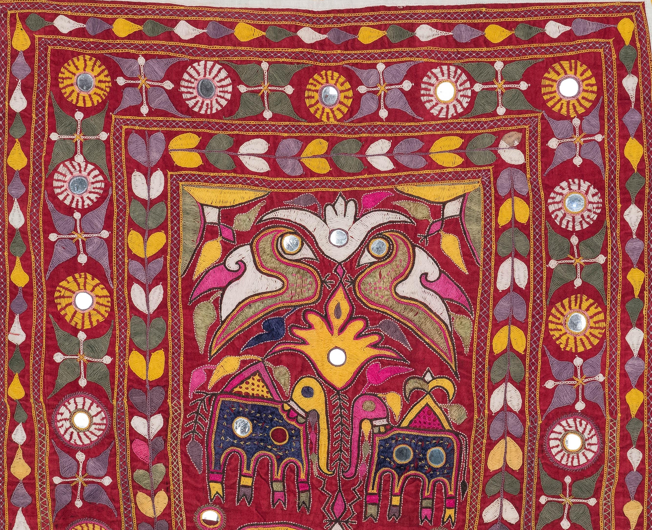 Antique Gujarati Textile Embroidery 4'7" x 3'10"