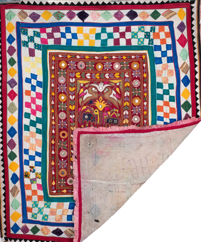Antique Gujarati Textile Embroidery 4'7" x 3'10"
