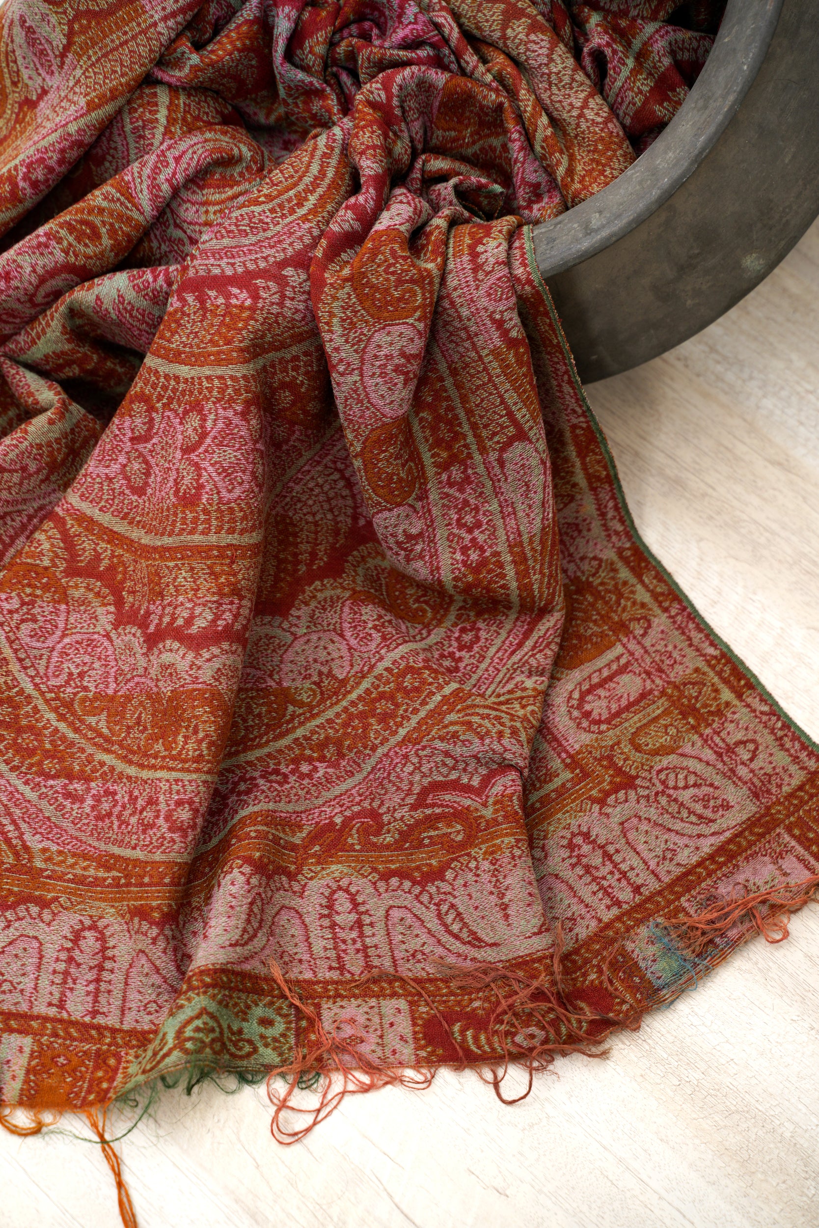 Vintage european Jacquard Paisley Shawl 10' x 5'